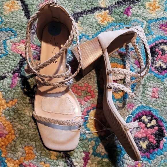 NWT Joie Felina Braided Faux Leather Block Heel Sandals Women's 7.5 - Picture 2 of 6